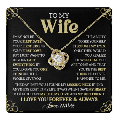 Love Knot Necklace 18K Yellow Gold Finish | 1 | Personalized To My Beautiful Wife Necklace From Husband The Day I Met You Birthday Gifts For Wife Anniversary Wedding Valentines Day Gift Box Message Card | teecentury