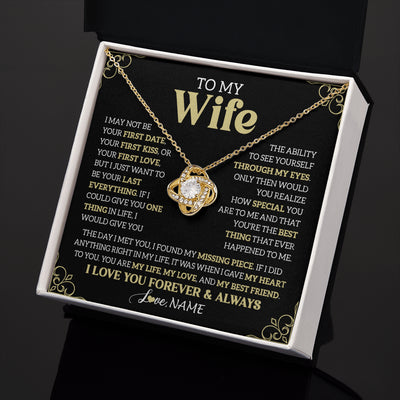 Love Knot Necklace 18K Yellow Gold Finish | 2 | Personalized To My Beautiful Wife Necklace From Husband The Day I Met You Birthday Gifts For Wife Anniversary Wedding Valentines Day Gift Box Message Card | teecentury