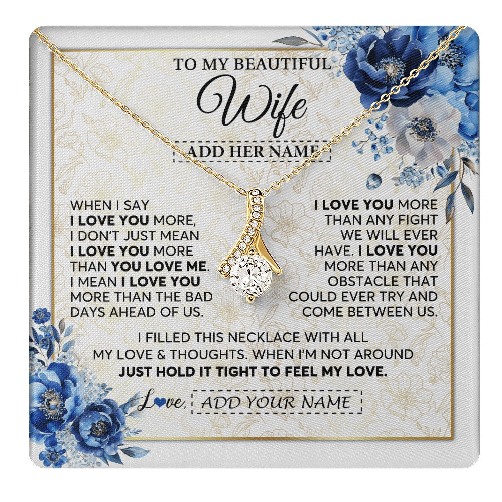Alluring Beauty Necklace 18K Yellow Gold Finish | 1 | Personalized To My Beautiful Wife Necklace From Husband When I Say Wife Gifts Romantic Birthday Valentines For Her Christmas Custom Gift Box Message Card | https://teecentury.