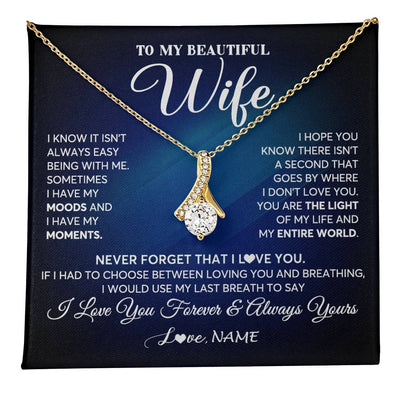 Alluring Beauty Necklace 18K Yellow Gold Finish | 1 | Personalized To My Beautiful Wife Necklace From Husband You Are The Light Of My Life Soulmate Wife Birthday Valentines Day Customized Gift Box Message Card | teecentury