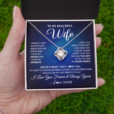 Love Knot Necklace | Personalized To My Beautiful Wife Necklace From Husband You Are The Light Of My Life Soulmate Wife Birthday Valentines Day Customized Gift Box Message Card | teecentury