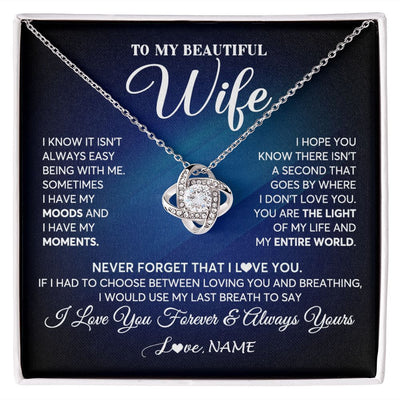 Love Knot Necklace | Personalized To My Beautiful Wife Necklace From Husband You Are The Light Of My Life Soulmate Wife Birthday Valentines Day Customized Gift Box Message Card | teecentury