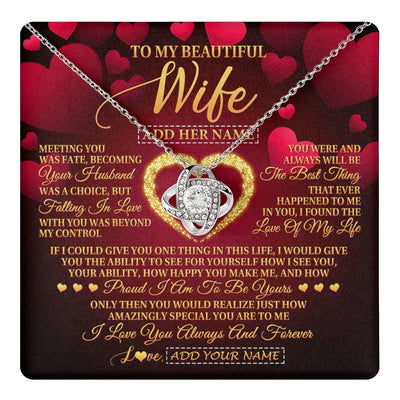 Love Knot Necklace 14K White Gold Finish | 1 | Personalized To My Beautiful Wife Necklace Gift From Husband Heartfelt Wedding Anniversary Valentines Day Wife Gifts Christmas Custom Gift Box Message Card | teecentury.myshopify