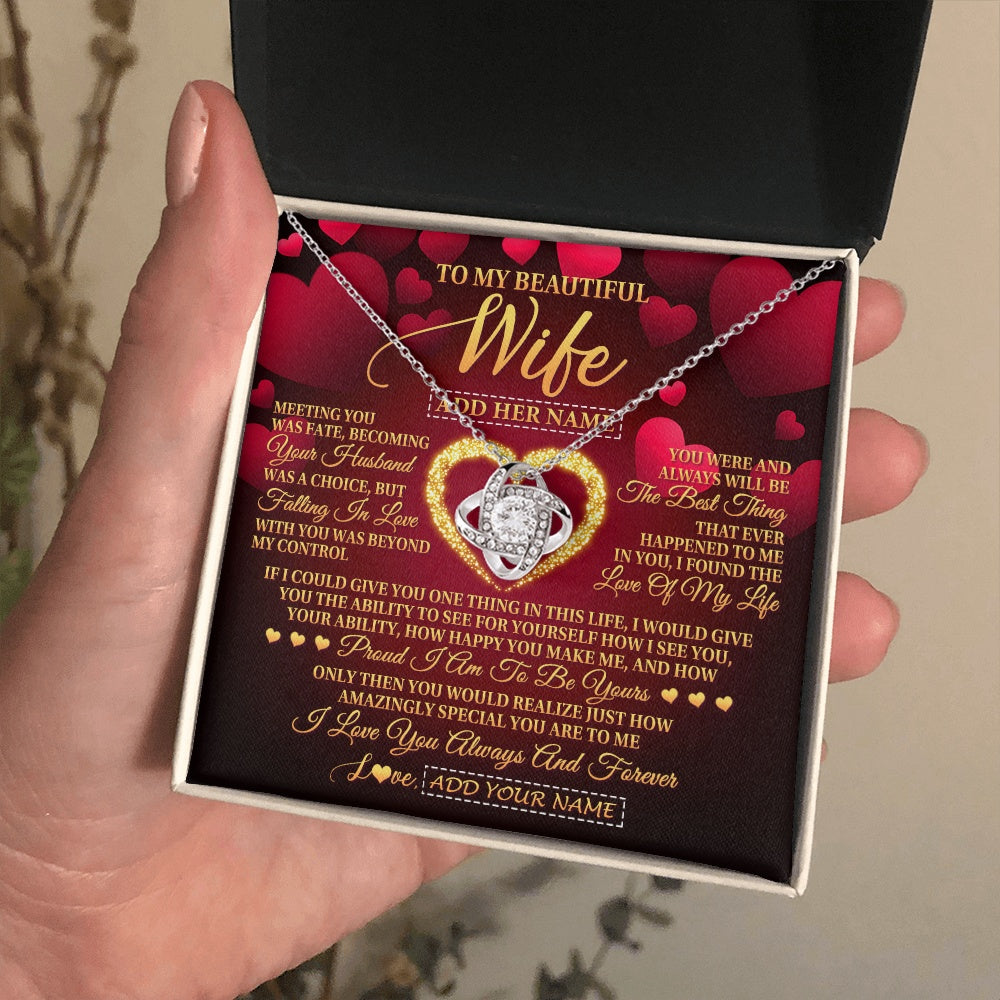 Love Knot Necklace 14K White Gold Finish | 2 | Personalized To My Beautiful Wife Necklace Gift From Husband Heartfelt Wedding Anniversary Valentines Day Wife Gifts Christmas Custom Gift Box Message Card | teecentury.myshopify