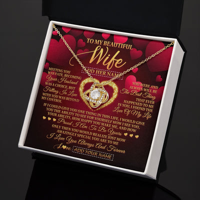 Love Knot Necklace 18K Yellow Gold Finish | 2 | Personalized To My Beautiful Wife Necklace Gift From Husband Heartfelt Wedding Anniversary Valentines Day Wife Gifts Christmas Custom Gift Box Message Card | teecentury.myshopify