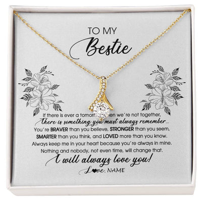 Alluring Beauty Necklace 18K Yellow Gold Finish | Personalized To My Bestie Necklace From Friend Sister Not Even Time Floral Bestie Best Friends Birthday Graduation Christmas Customized Message Card | teecentury