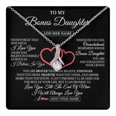 Alluring Beauty Necklace 14K White Gold Finish | 1 | Personalized To My Bonus Daughter Birthday Gifts From Stepmother Stepdad Always Love You Stepdaughter Gifts Necklace Christmas Custom Gift Box Message Card | teecentury.myshopify