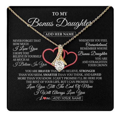 Alluring Beauty Necklace 18K Yellow Gold Finish | 1 | Personalized To My Bonus Daughter Birthday Gifts From Stepmother Stepdad Always Love You Stepdaughter Gifts Necklace Christmas Custom Gift Box Message Card | teecentury.myshopify