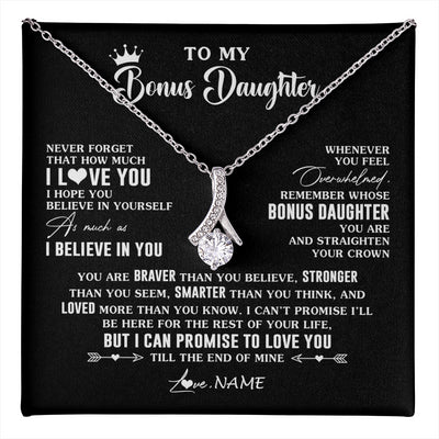 Alluring Beauty Necklace 14K White Gold Finish | 1 | Personalized To My Bonus Daughter Gifs From Bonus Mom Necklace How Much I Love You Stepddaughter Birthday Gifts Christmas Customized Gift Box Message Card | teecentury