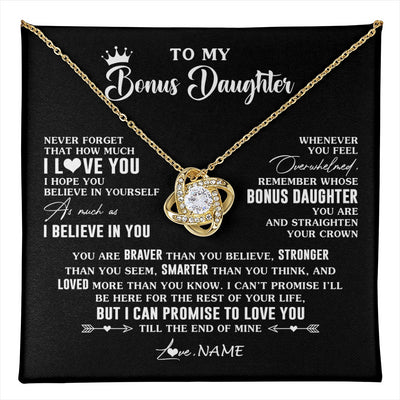 Love Knot Necklace 18K Yellow Gold Finish | 1 | Personalized To My Bonus Daughter Gifs From Bonus Mom Necklace How Much I Love You Stepddaughter Birthday Gifts Christmas Customized Gift Box Message Card | teecentury
