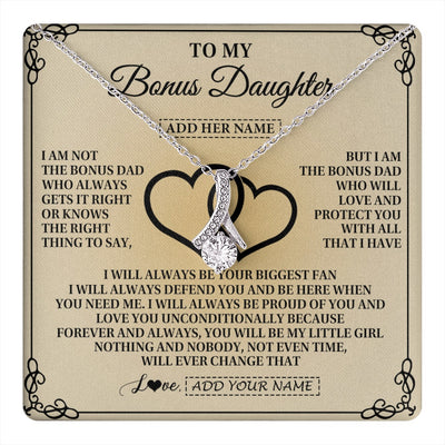 Alluring Beauty Necklace 14K White Gold Finish | 1 | Personalized To My Bonus Daughter Gifts From Stepdad Bonus Daughter Birthday Gifts Jewelry Women Stepdaughter Pendant Necklace Christmas Gift Box Message Card | teecentury.myshopify