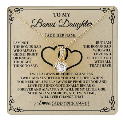 Alluring Beauty Necklace 18K Yellow Gold Finish | 1 | Personalized To My Bonus Daughter Gifts From Stepdad Bonus Daughter Birthday Gifts Jewelry Women Stepdaughter Pendant Necklace Christmas Gift Box Message Card | teecentury.myshopify
