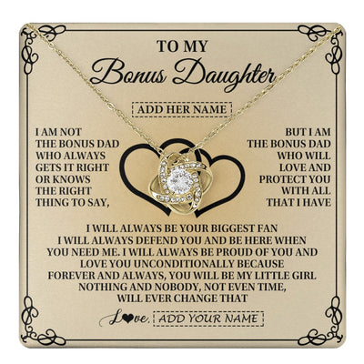 Love Knot Necklace 18K Yellow Gold Finish | 1 | Personalized To My Bonus Daughter Gifts From Stepdad Bonus Daughter Birthday Gifts Jewelry Women Stepdaughter Pendant Necklace Christmas Gift Box Message Card | teecentury.myshopify