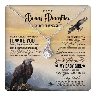 Alluring Beauty Necklace 14K White Gold Finish | 1 | Personalized To My Bonus Daughter Gifts From Stepdad Necklace Eagle Never Forget How Much I Love You Stepdaughter Birthday Christmas Gift Box Message Card | teecentury.myshopify