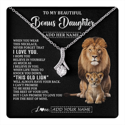 Alluring Beauty Necklace 14K White Gold Finish | 1 | Personalized To My Bonus Daughter Gifts From Stepfather Necklace This Old Lion Love You Stepdaughter Birthday Gifts Christmas Customized Gift Box Message Card | https://teecentury.