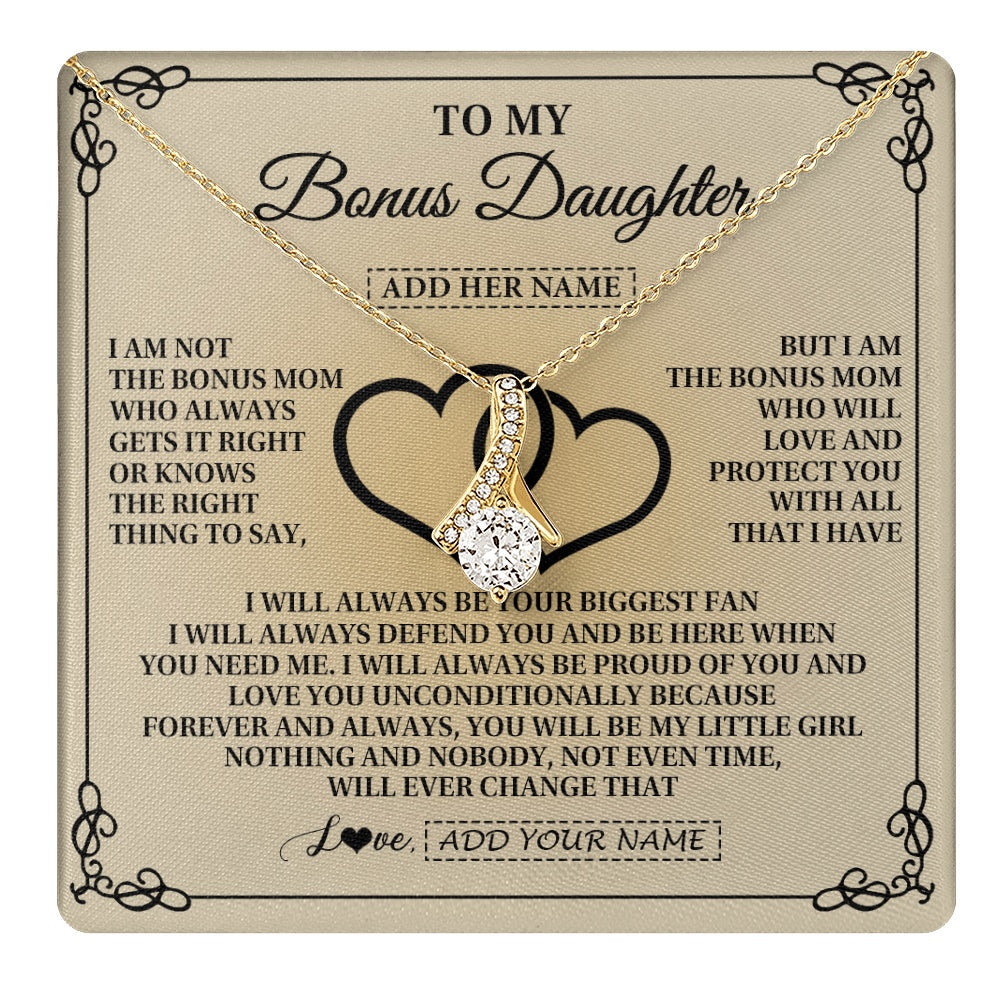 Alluring Beauty Necklace 18K Yellow Gold Finish | 1 | Personalized To My Bonus Daughter Gifts From Stepmom Bonus Daughter Birthday Gifts Jewelry Women Stepdaughter Pendant Necklace Christmas Gift Box Message Card | teecentury.myshopify