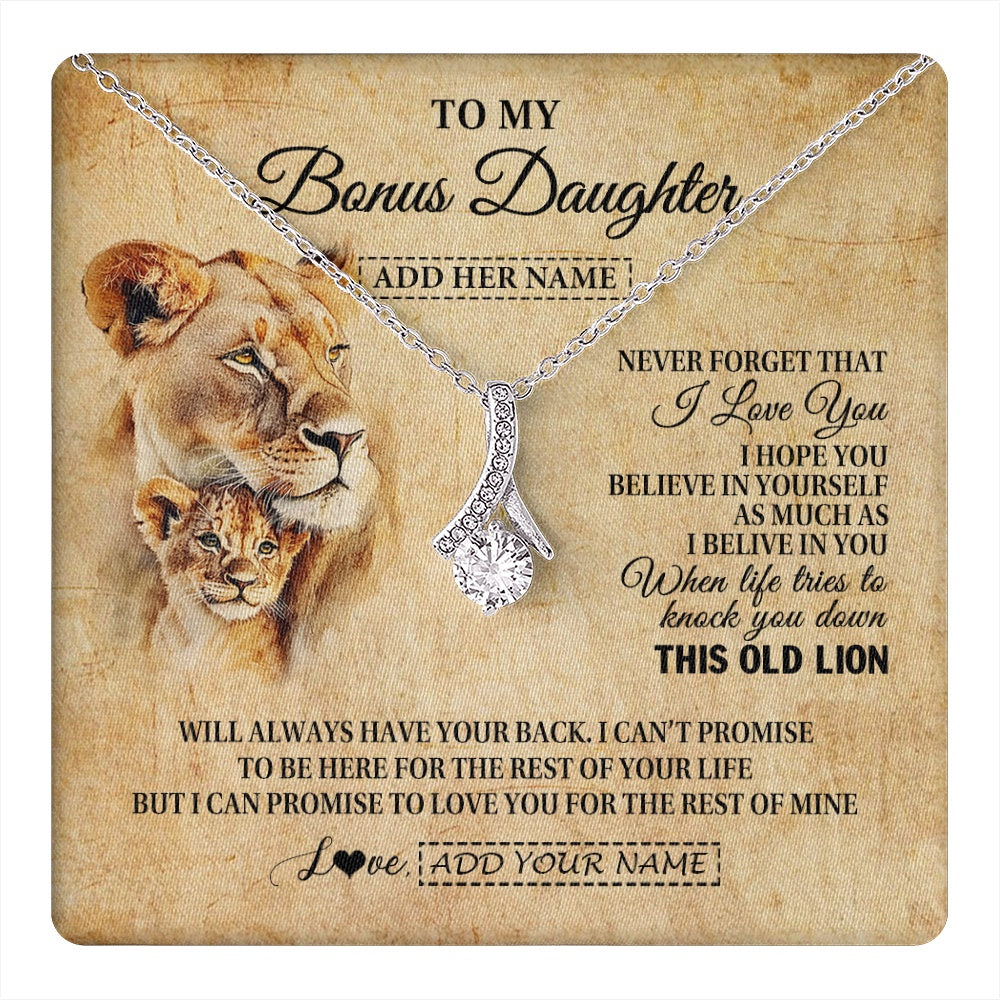 Alluring Beauty Necklace 14K White Gold Finish | 1 | Personalized To My Bonus Daughter Gifts From Stepmom Lion Necklace I Love You Stepdaughter Birthday Gifts Graduation Christmas Custom Gift Box Message Card | teecentury.myshopify