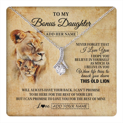 Alluring Beauty Necklace 14K White Gold Finish | 1 | Personalized To My Bonus Daughter Gifts From Stepmom Lion Necklace I Love You Stepdaughter Birthday Gifts Graduation Christmas Custom Gift Box Message Card | teecentury.myshopify