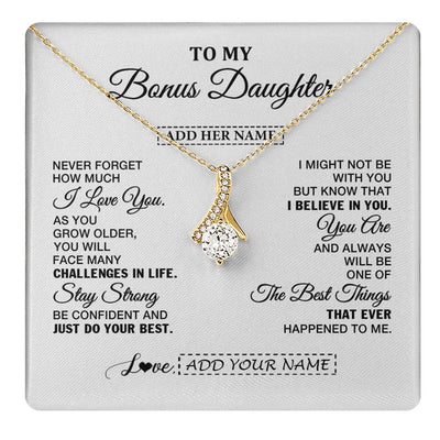 Alluring Beauty Necklace 18K Yellow Gold Finish | 1 | Personalized To My Bonus Daughter Gifts From Stepmom Necklace I Love You Thoughtful Keepsake Gift Stepdaughter Birthday Christmas Custom Gift Box Message Card | https://teecentury.