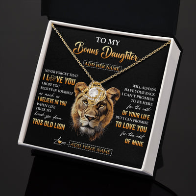 Love Knot Necklace 18K Yellow Gold Finish | 2 | Personalized To My Bonus Daughter Gifts From Stepmom Necklace Old Lion Love You Stepdaughter Birthday Gifts Graduation Christmas Custom Gift Box Message Card | teecentury.myshopify