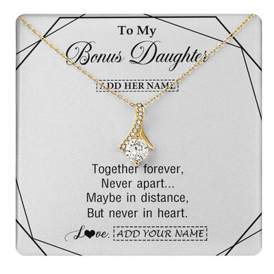 Alluring Beauty Necklace 18K Yellow Gold Finish | 1 | Personalized To My Bonus Daughter Gifts From Stepmom Necklace Together Forever With Heartfelt Message Stepdaughter Birthday Christmas Gift Box Message Card | https://teecentury.