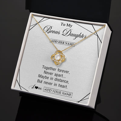 Love Knot Necklace 18K Yellow Gold Finish | 2 | Personalized To My Bonus Daughter Gifts From Stepmom Necklace Together Forever With Heartfelt Message Stepdaughter Birthday Christmas Gift Box Message Card | https://teecentury.
