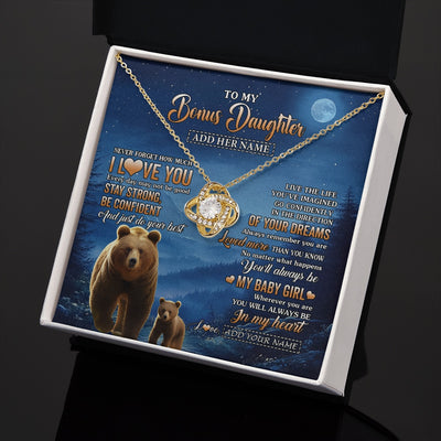 Love Knot Necklace 18K Yellow Gold Finish | 2 | Personalized To My Bonus Daughter Gifts From Stepmom Step Necklace Bear Never Forget How Much I Love You Stepdaughter Birthday Christmas Gift Box Message Card | teecentury.myshopify