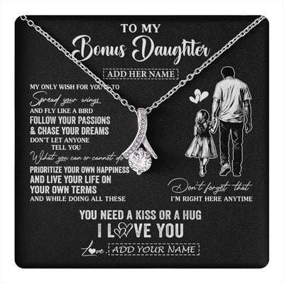 Alluring Beauty Necklace 14K White Gold Finish | 1 | Personalized To My Bonus Daughter Gifts Necklace From Stepdad My Only Wish For You Stepdaughter Birthday Gifts Graduation Christmas Gift Box Message Card | teecentury.myshopify