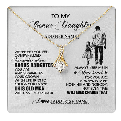 Alluring Beauty Necklace 18K Yellow Gold Finish | 1 | Personalized To My Bonus Daughter Gifts Necklace From Stepdad Whenever Man Unique Birthday Gifts For Stepdaughter Graduation Christmas Gift Box Message Card | teecentury.myshopify