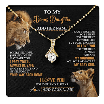 Alluring Beauty Necklace 18K Yellow Gold Finish | 1 | Personalized To My Bonus Daughter Gifts Necklace From Stepdad Wherever Your Journey In Life Lion Stepdaughter Birthday Gifts Christmas Gift Box Message Card | https://teecentury.
