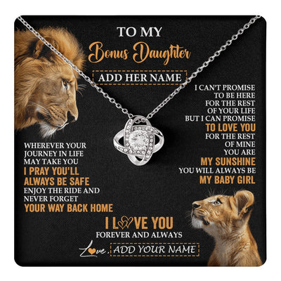 Love Knot Necklace 14K White Gold Finish | 1 | Personalized To My Bonus Daughter Gifts Necklace From Stepdad Wherever Your Journey In Life Lion Stepdaughter Birthday Gifts Christmas Gift Box Message Card | https://teecentury.