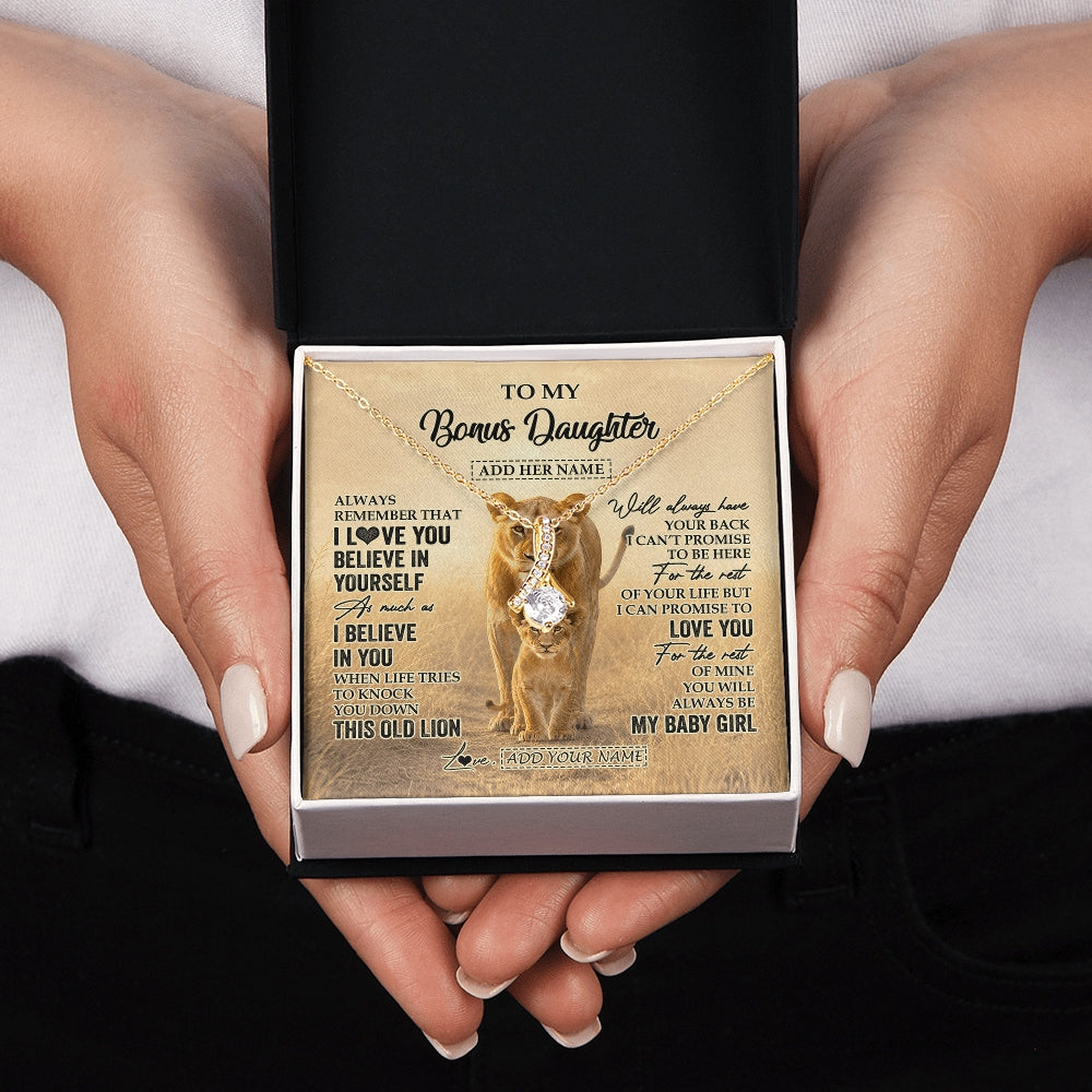 Alluring Beauty Necklace 18K Yellow Gold Finish | 2 | Personalized To My Bonus Daughter Gifts Necklace From Stepmom Always Remember Lion Gifts For Stepdaughter Birthday Graduation Christmas Gift Box Message Card | https://teecentury.