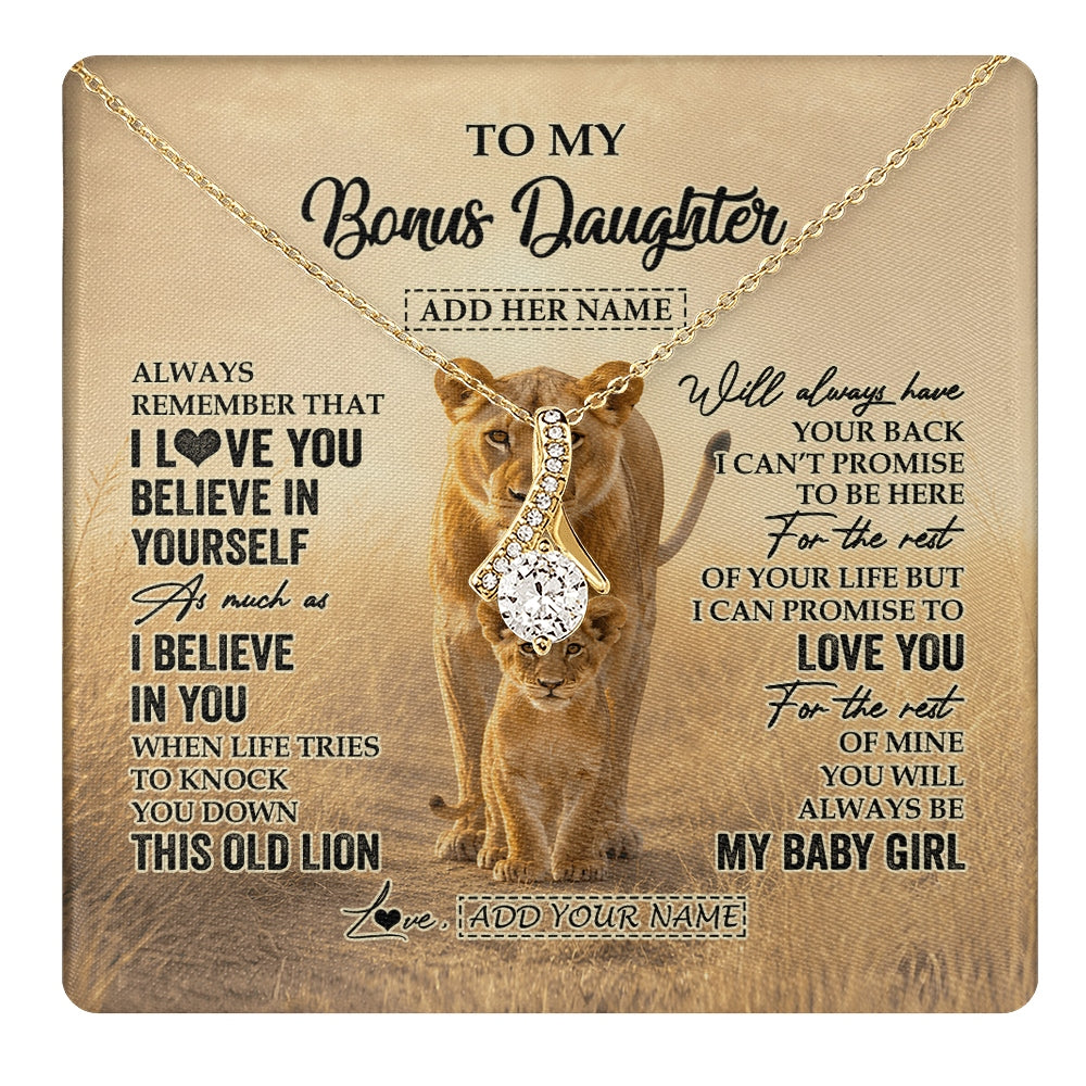 Alluring Beauty Necklace 18K Yellow Gold Finish | 1 | Personalized To My Bonus Daughter Gifts Necklace From Stepmom Always Remember Lion Gifts For Stepdaughter Birthday Graduation Christmas Gift Box Message Card | https://teecentury.