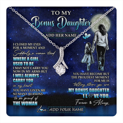 Alluring Beauty Necklace 14K White Gold Finish | 1 | Personalized To My Bonus Daughter Gifts Necklace From Stepmom I Closed My Eyes For A Moment Stepdaughter Birthday Graduation Christmas Gift Box Message Card | teecentury.myshopify