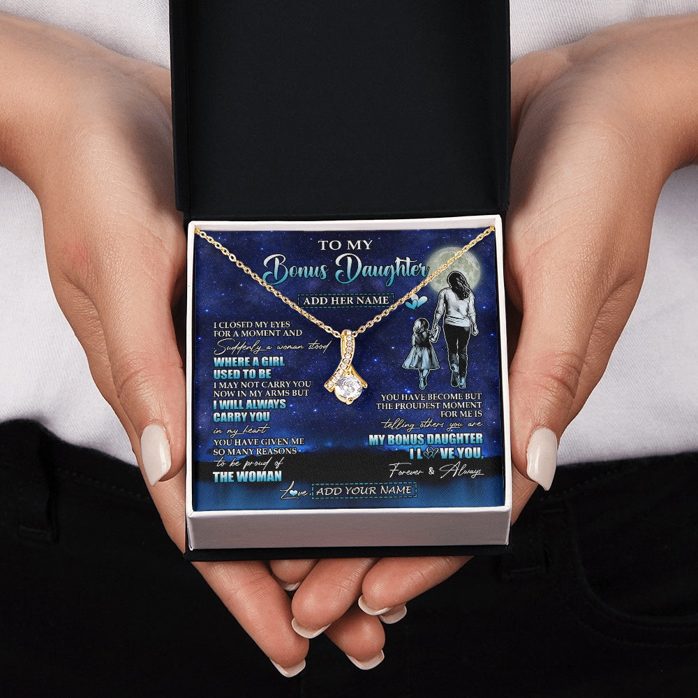 Alluring Beauty Necklace 18K Yellow Gold Finish | 2 | Personalized To My Bonus Daughter Gifts Necklace From Stepmom I Closed My Eyes For A Moment Stepdaughter Birthday Graduation Christmas Gift Box Message Card | teecentury.myshopify