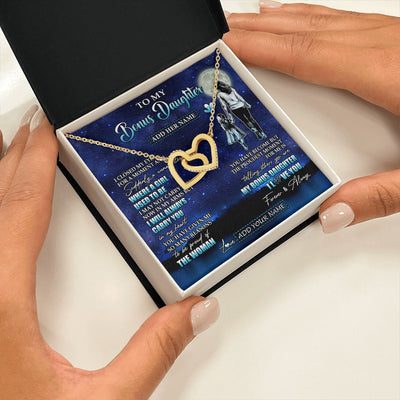 Interlocking Hearts Necklace 18K Yellow Gold Finish | 2 | Personalized To My Bonus Daughter Gifts Necklace From Stepmom I Closed My Eyes For A Moment Stepdaughter Birthday Graduation Christmas Gift Box Message Card | teecentury.myshopify