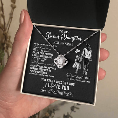 Love Knot Necklace 14K White Gold Finish | 2 | Personalized To My Bonus Daughter Gifts Necklace From Stepmom My Only Wish For You Stepdaughter Birthday Gifts Graduation Christmas Gift Box Message Card | teecentury.myshopify