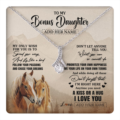 Alluring Beauty Necklace 14K White Gold Finish | 1 | Personalized To My Bonus Daughter Gifts Necklace From Stepmom Stepdad Horse My Only Wish For You Stepdaughter Birthday Gifts Christmas Gift Box Message Card | https://teecentury.