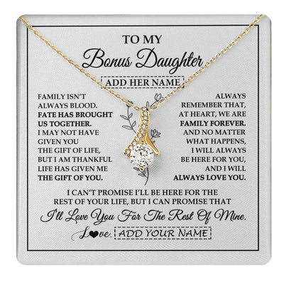 Alluring Beauty Necklace 18K Yellow Gold Finish | 1 | Personalized To My Bonus Daughter Gifts Necklace From Stepmom Stepdad Perfect For Birthday Graduation Christmas Stepdaughter Custom Gift Box Message Card | https://teecentury.