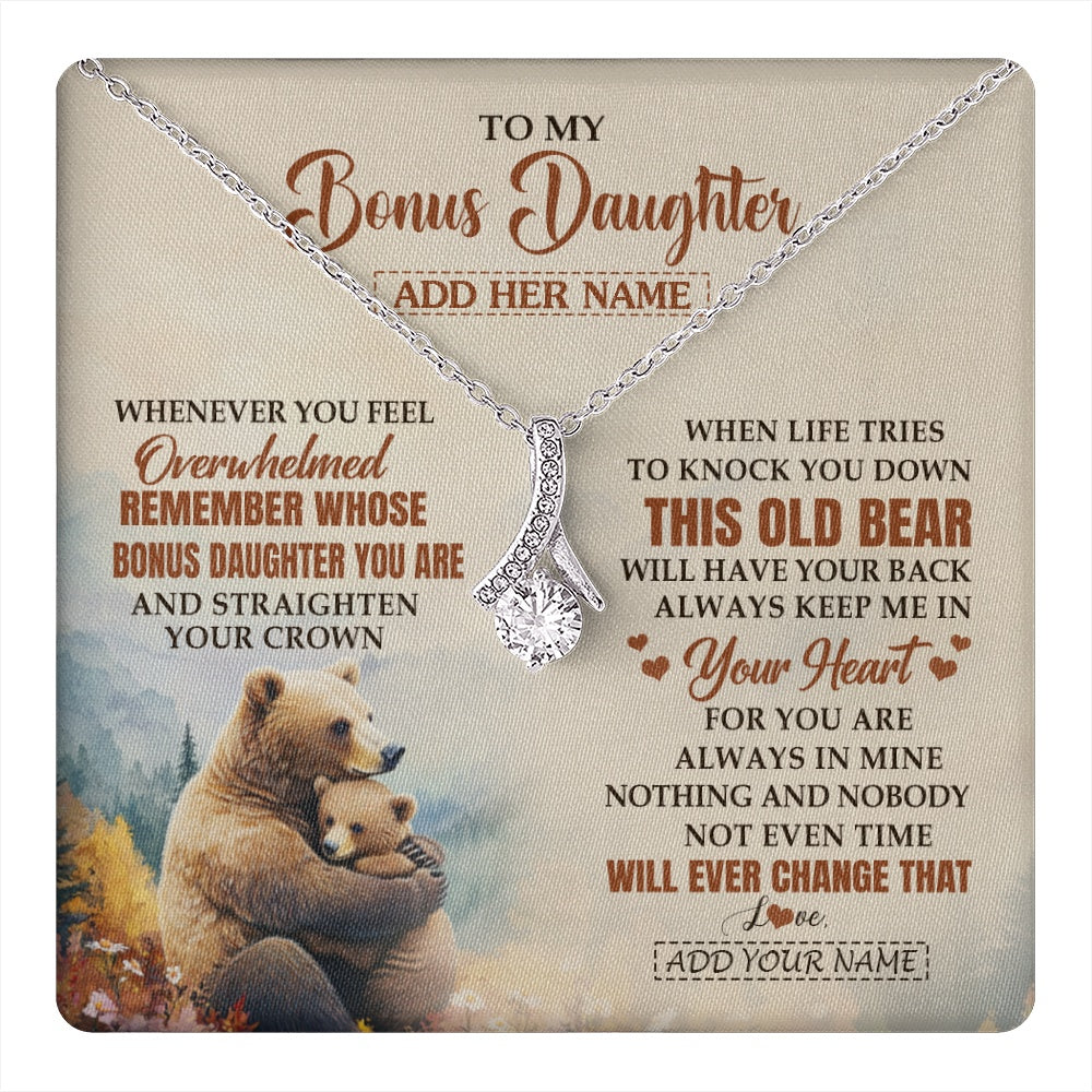 Alluring Beauty Necklace 14K White Gold Finish | 1 | Personalized To My Bonus Daughter Gifts Necklace From Stepmom Whenever Bear Unique Birthday Gifts For Stepdaughter Graduation Christmas Gift Box Message Card | teecentury.myshopify