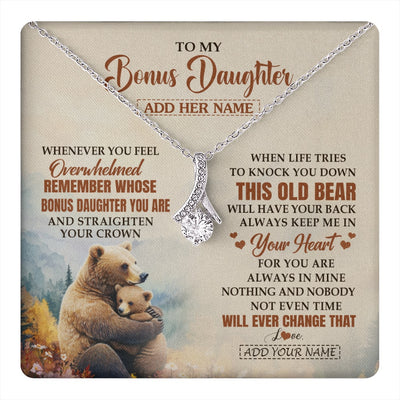 Alluring Beauty Necklace 14K White Gold Finish | 1 | Personalized To My Bonus Daughter Gifts Necklace From Stepmom Whenever Bear Unique Birthday Gifts For Stepdaughter Graduation Christmas Gift Box Message Card | teecentury.myshopify