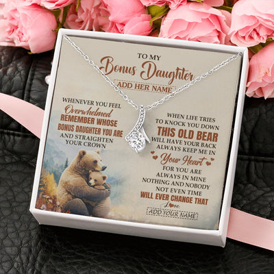 Alluring Beauty Necklace 14K White Gold Finish | 2 | Personalized To My Bonus Daughter Gifts Necklace From Stepmom Whenever Bear Unique Birthday Gifts For Stepdaughter Graduation Christmas Gift Box Message Card | teecentury.myshopify