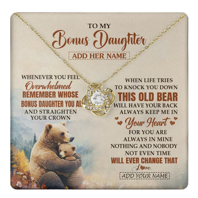 Love Knot Necklace 18K Yellow Gold Finish | 1 | Personalized To My Bonus Daughter Gifts Necklace From Stepmom Whenever Bear Unique Birthday Gifts For Stepdaughter Graduation Christmas Gift Box Message Card | teecentury.myshopify