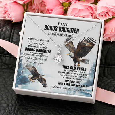Alluring Beauty Necklace 14K White Gold Finish | 2 | Personalized To My Bonus Daughter Gifts Necklace From Stepmom Whenever Eagle Unique Birthday Gifts For Stepdaughter Christmas Jewelry Gift Box Message Card | https://teecentury.