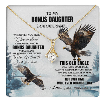 Alluring Beauty Necklace 18K Yellow Gold Finish | 1 | Personalized To My Bonus Daughter Gifts Necklace From Stepmom Whenever Eagle Unique Birthday Gifts For Stepdaughter Christmas Jewelry Gift Box Message Card | https://teecentury.