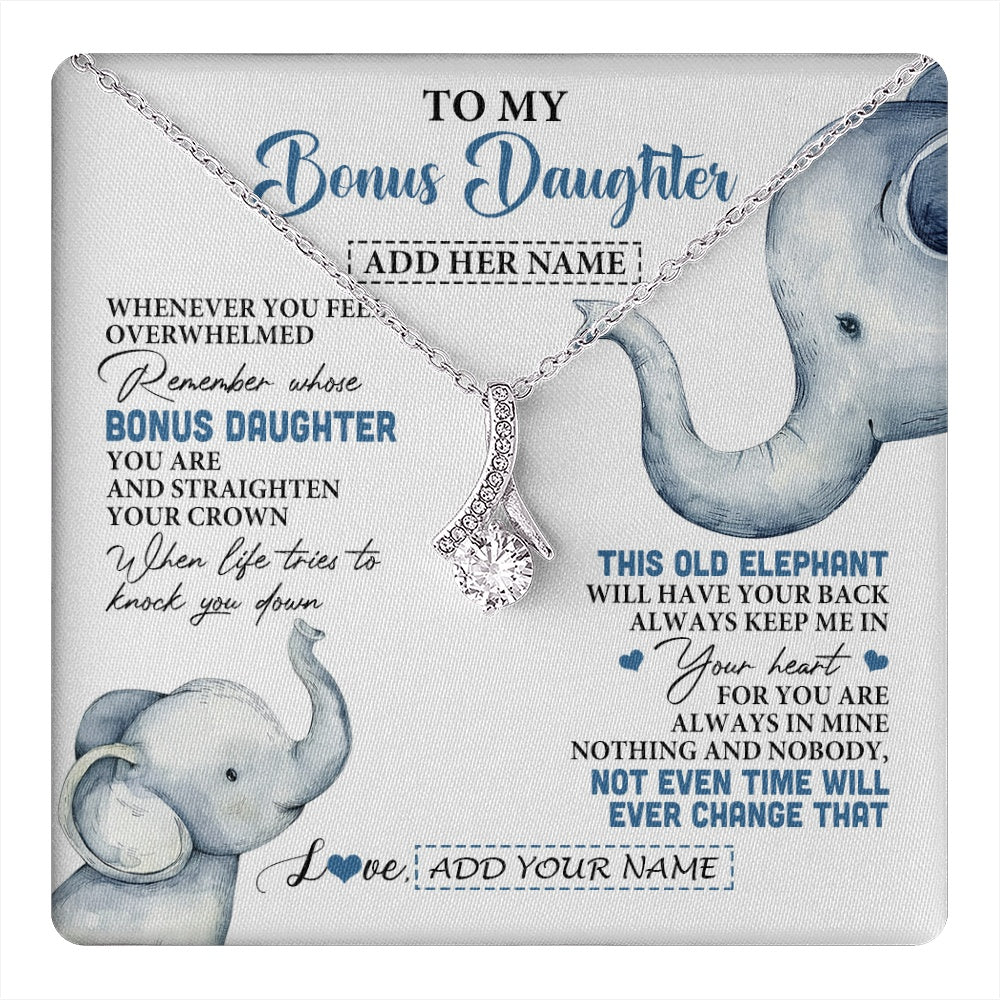 Alluring Beauty Necklace 14K White Gold Finish | 1 | Personalized To My Bonus Daughter Gifts Necklace From Stepmom Whenever Elephant Unique Birthday Gifts For Stepdaughter Christmas Custom Gift Box Message Card | teecentury.myshopify