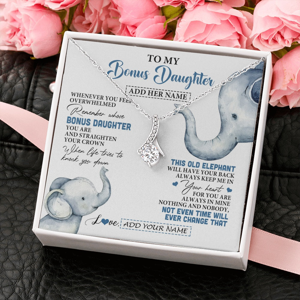 Alluring Beauty Necklace 14K White Gold Finish | 2 | Personalized To My Bonus Daughter Gifts Necklace From Stepmom Whenever Elephant Unique Birthday Gifts For Stepdaughter Christmas Custom Gift Box Message Card | teecentury.myshopify