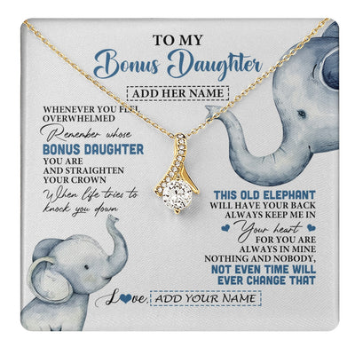 Alluring Beauty Necklace 18K Yellow Gold Finish | 1 | Personalized To My Bonus Daughter Gifts Necklace From Stepmom Whenever Elephant Unique Birthday Gifts For Stepdaughter Christmas Custom Gift Box Message Card | teecentury.myshopify