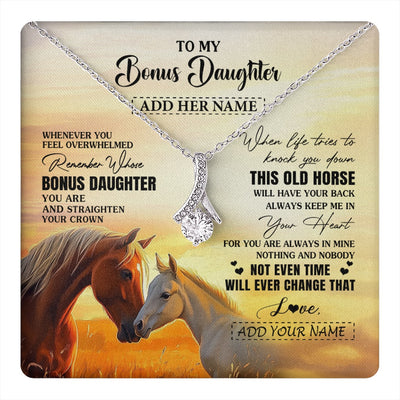 Alluring Beauty Necklace 14K White Gold Finish | 1 | Personalized To My Bonus Daughter Gifts Necklace From Stepmom Whenever Horse Unique Birthday Gifts For Stepdaughter Graduation Christmas Gift Box Message Card | teecentury.myshopify