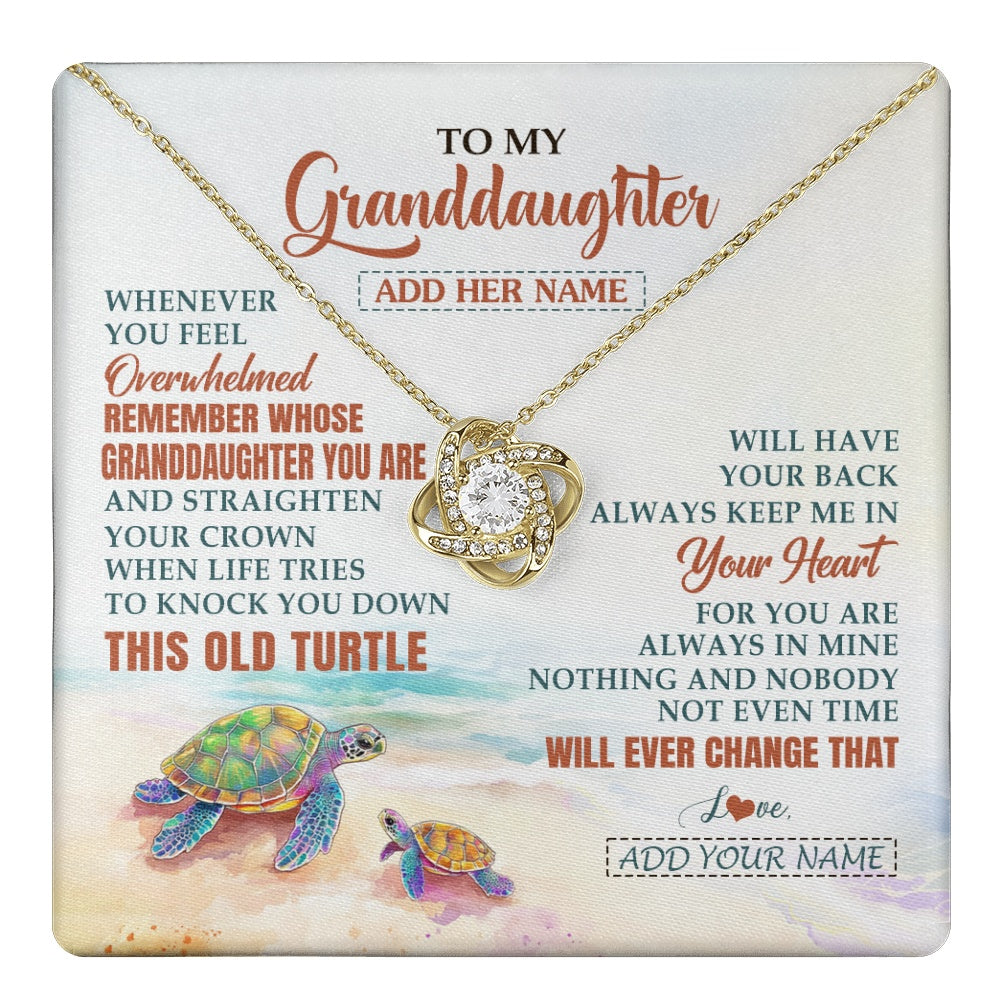 Love Knot Necklace 18K Yellow Gold Finish | 1 | Personalized To My Bonus Daughter Gifts Necklace From Stepmom Whenever Turtle Unique Birthday Gifts For Stepdaughter Christmas Custom Gift Box Message Card | https://teecentury.